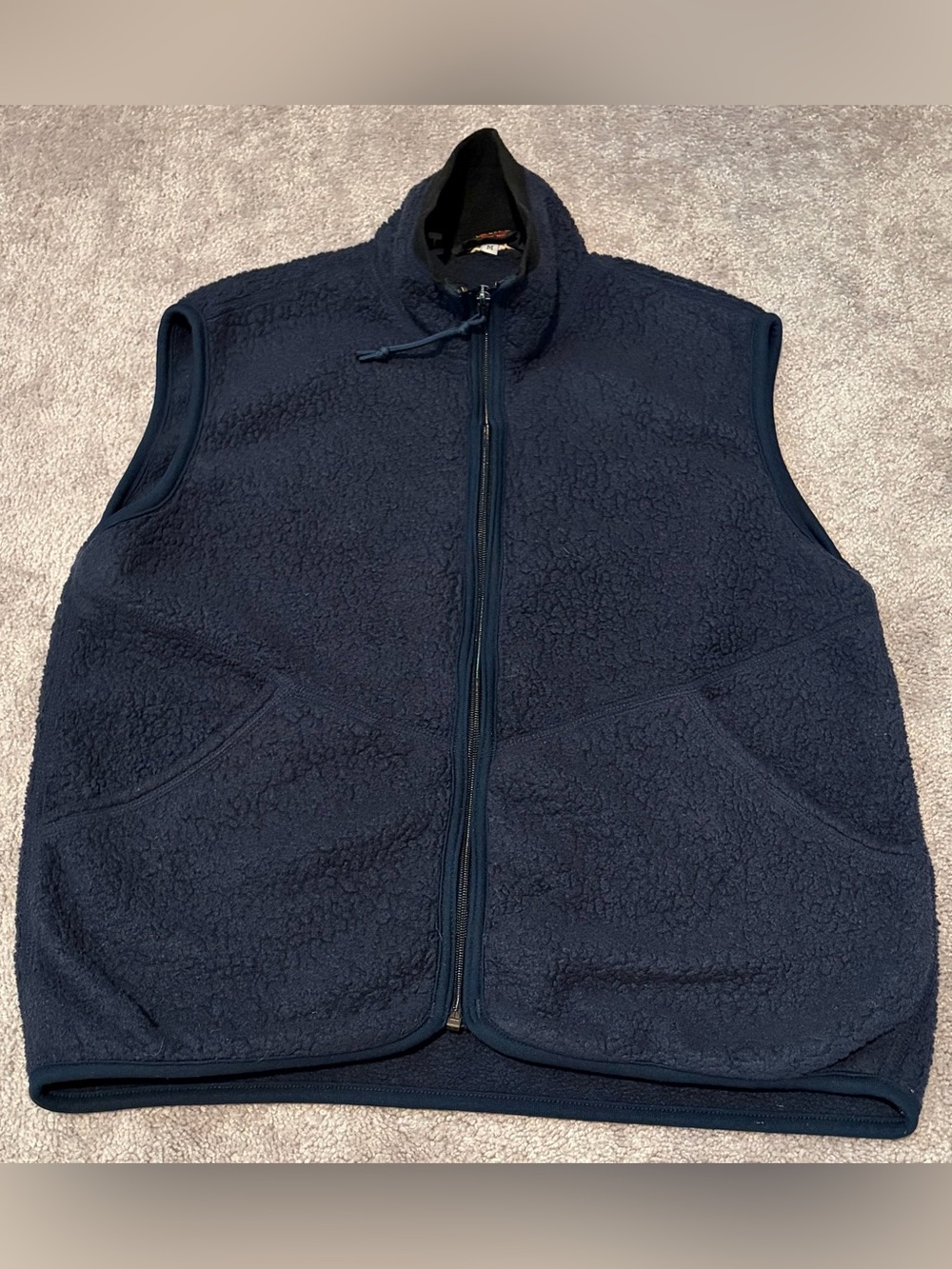 REI Vest Womens Medium Navy Blue Sherpa Fleece Full Zip Pockets Outdoor Warm